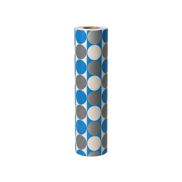 Bobina papel fantasia 35cmx200 mts circulos celeste