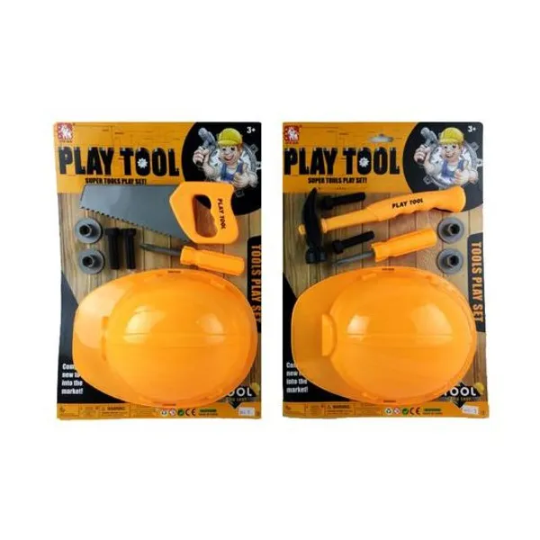 Set de herramientas con casco 7 piezas en blister 38x26 cm