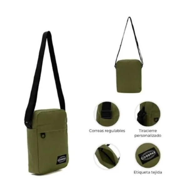 Morral goodpak bolsillo delantero verde militar h21 x w16 x5.5 cm
