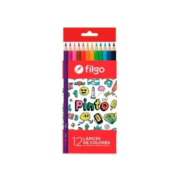 Lápiz de color largo de resina Pinto caja x12 Filgo - pn