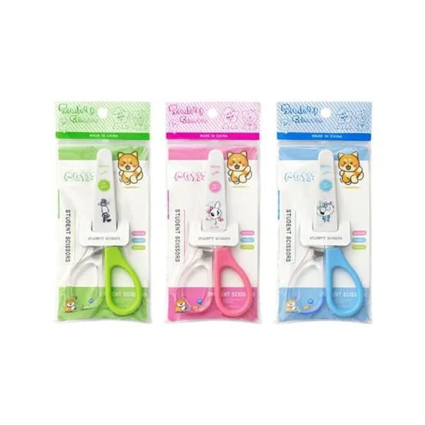 Tijera escolar 12.7 cm con capuchon x1 colores surtidos