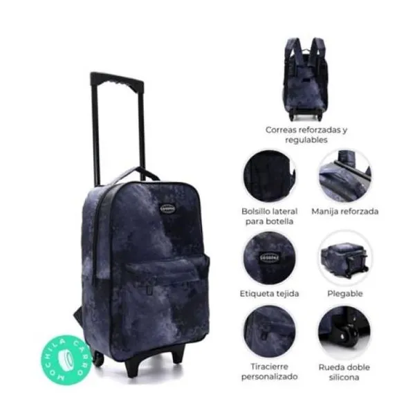 Mochila carro goodpak print negro jaspeado 43 x30 x17, 17