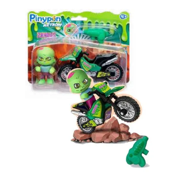Pinypon action zombie motorbike. figura 8 cm pop & swap