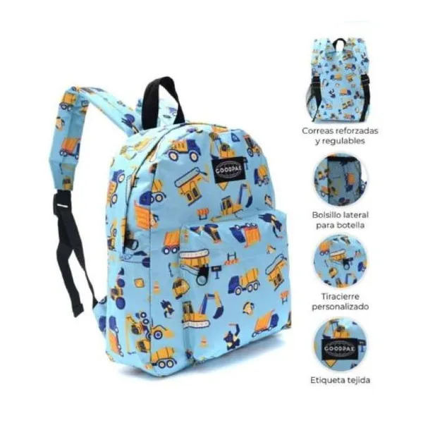 Mochila goodpak print tractores 31 x27 x10.5, 12