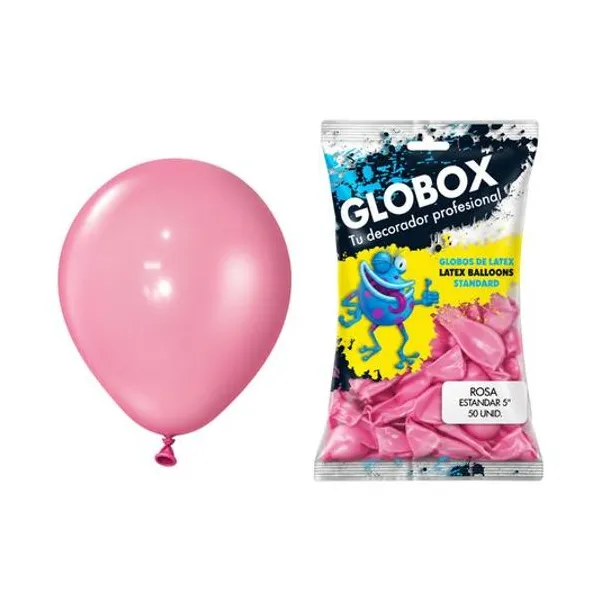 Globo 5" liso estandar rosa bolsa x50 globox