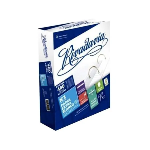 Repuesto carta rayado extra blanco 480h Rivadavia