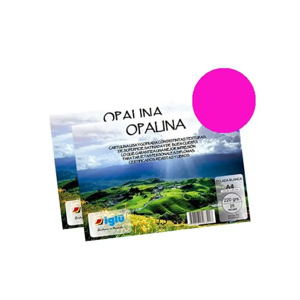 Papel iglu opalina telada fucsia tamaño a4 180 grsx 25 hs.