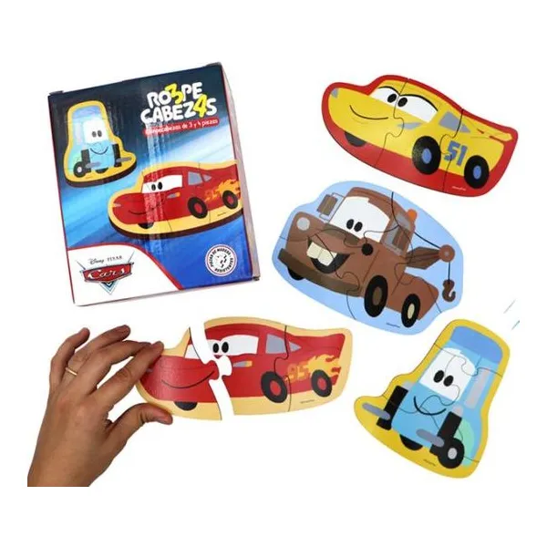 Rompecabeza madera 3 y 4 piezas - cars