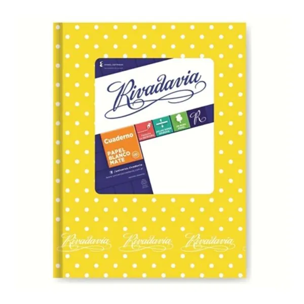 Cuaderno tapa dura Rivadavia abc forr.lunar 50 hs.ray.amarillo