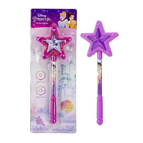 Varita mágica con luz y sonido princesas en blister 14x37 cm x unidad colores surtidos