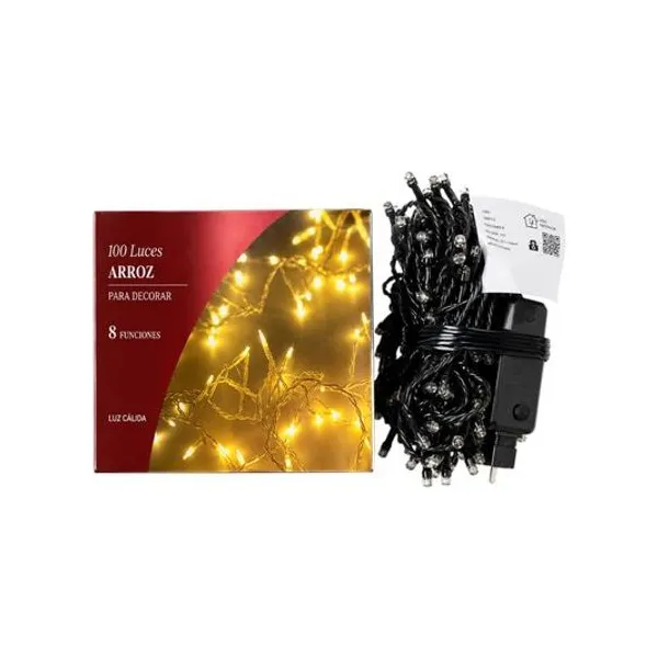 Luces arroz x100 blanco calido 220v en caja