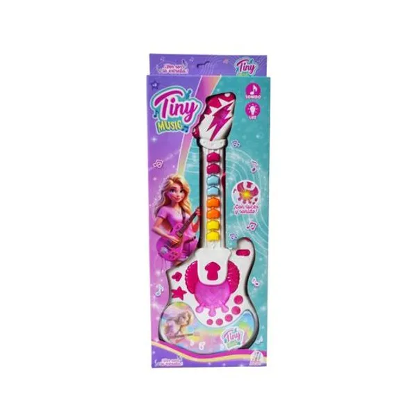 Guitarra infantil con luz y sonido a pila en caja 15.5x40 cm
