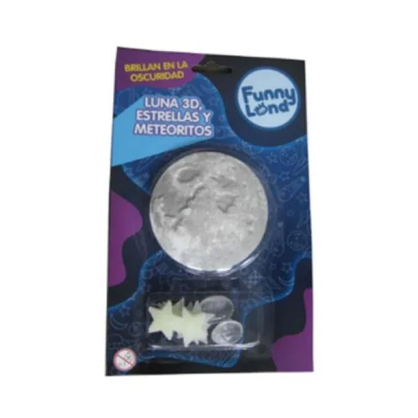 Glow 3d small moon & stars & meteorites 18 pcs