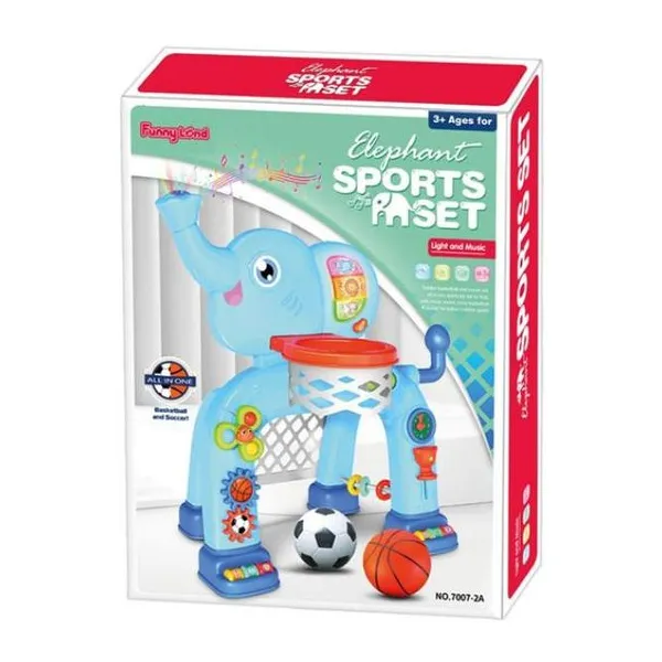 Juego de básquet de elefante con 2 pelotas, luces y música