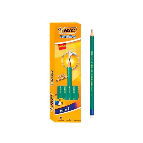 Lápiz grafito con goma evolution hb x12 BIC