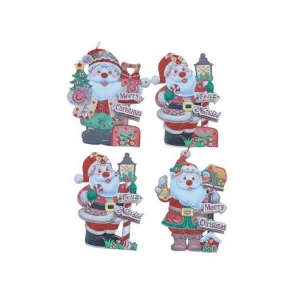 Cartel navideño papá noel 40 cm x1 modelos surtidos