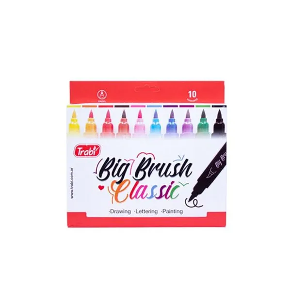 Marcadores trabi big brush (pincel) al agua x10 col.surtidos