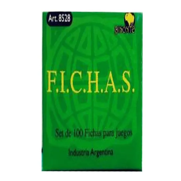 Fichas teg x100 caja cartón verde