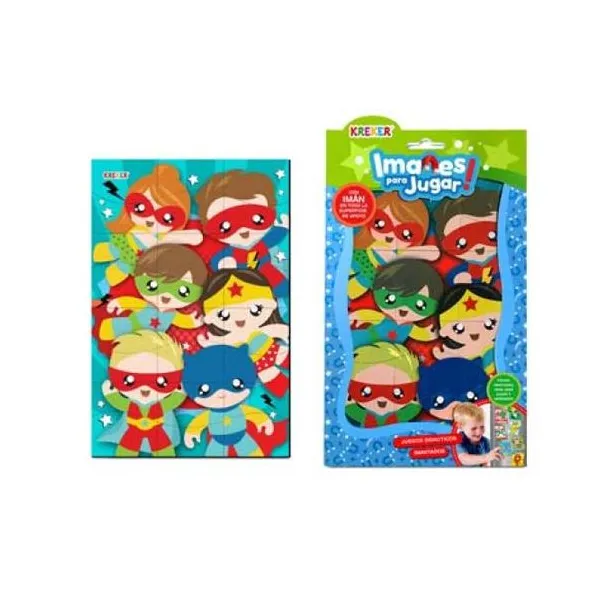 Puzzle con superheroes, 24 piezas didacticas imantadas.
