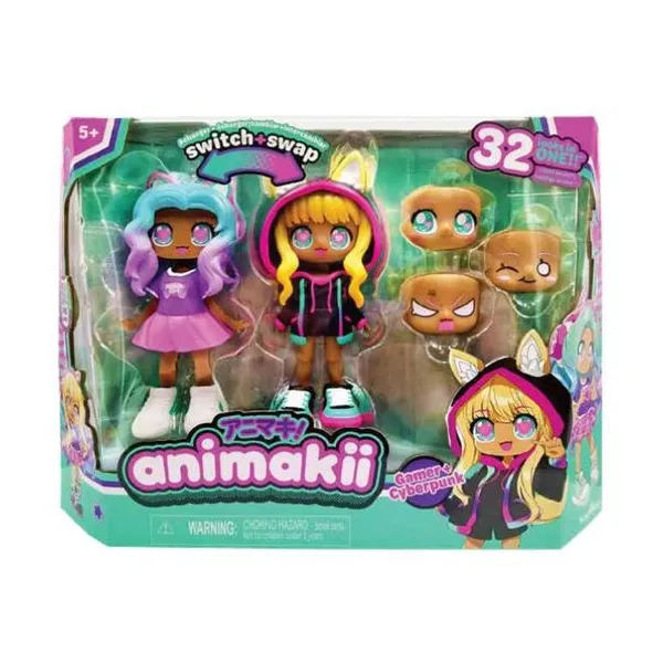 Animakii - muñeca 14 cm - switch & swap "unicorn & bat