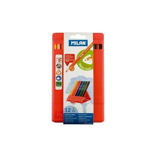 Lápiz de color largo triangular ergo grip atril x12 t