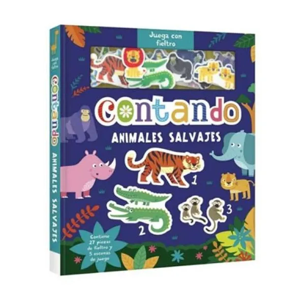 Contando animales 20 x24 cm/10 páginas/28 piezas de fieltro