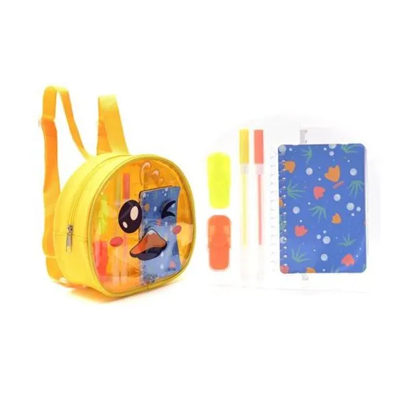 Mochila con set de útiles patito 21x8x19 cm Skora