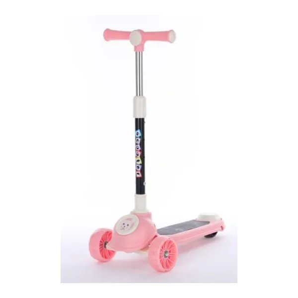 Monopatín rosa plegable con música y ruedas con luz