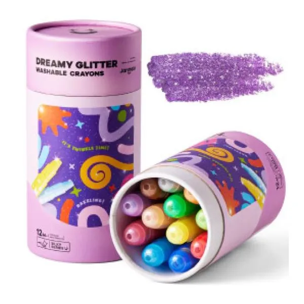 Jarmelo - pack x12 crayones sedosos lavables sueño de glitter colores surtidos