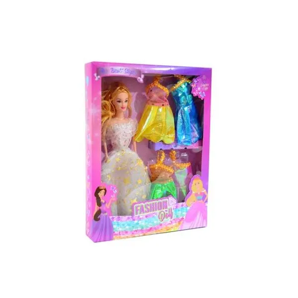 Muñeca fashion con accesorios en caja 32x24x5 cm