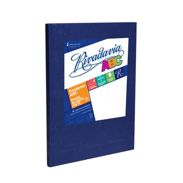 Cuaderno tapa dura Rivadavia abc 19x23,5 x50 hs.cuad.azul araña.