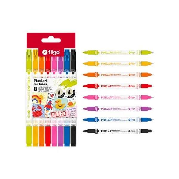 Microfibra doble punta sello pixelart caja x8 Filgo - pxlart