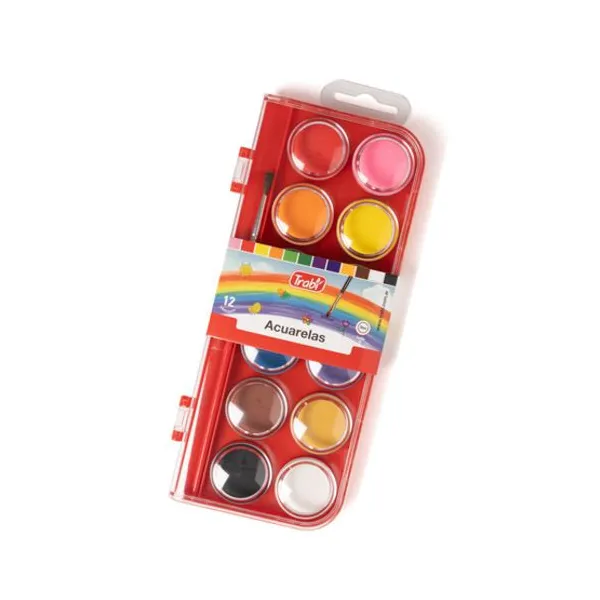 Acuarelas trabi estuche plástico 12 colores con pincel