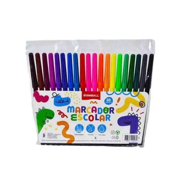 Marcador escolar al agua innovation caja x20 unidades Simball