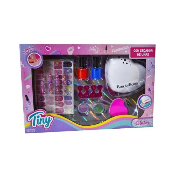 Set de manicuria infantil con secador a pila en caja 33x21x6 cm