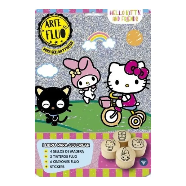Flow pack Arte fluo sellos n.° 3 – hello kitty & friends
