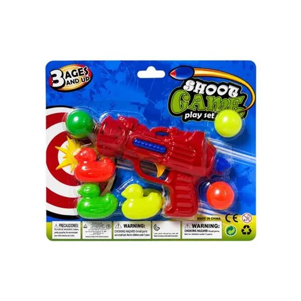 Pistola lanza bolas con patitos en blister 21x20 cm