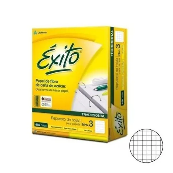 Repuesto carta cuadriculado 480h tradicional Éxito