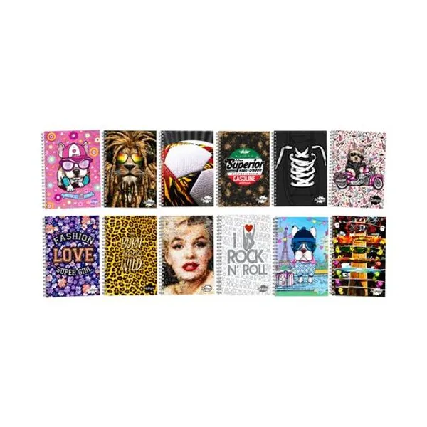 Cuaderno 16x21 rayado 100h tapa dura con espiral mix iii x1 modelos surtidos inkdrop