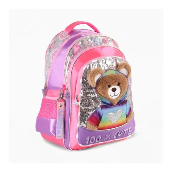 Mochila 18" espalda teddy con luz led x unidad colores surtidosfooty