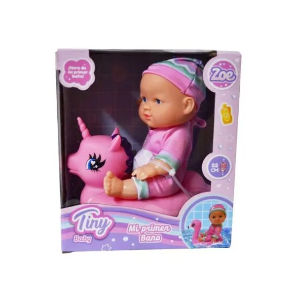 Bebé zoe mi primer baño 22 cm con unicornio en caja 18x20.5x12 cm - Tiny 56611