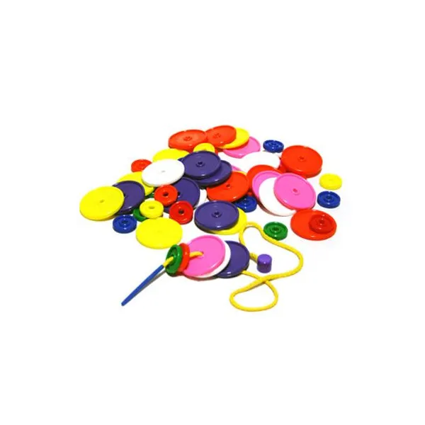 Enhebrado playstik de discos display x60 piezas