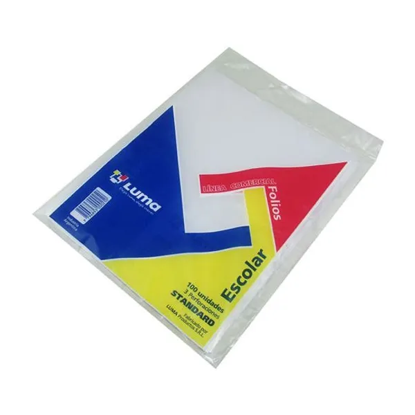 Folios luma plast.standard t/escolar x100 unid.