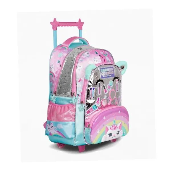 Mochila 18" con carro make up con luz led x unidad colores surtidos footy