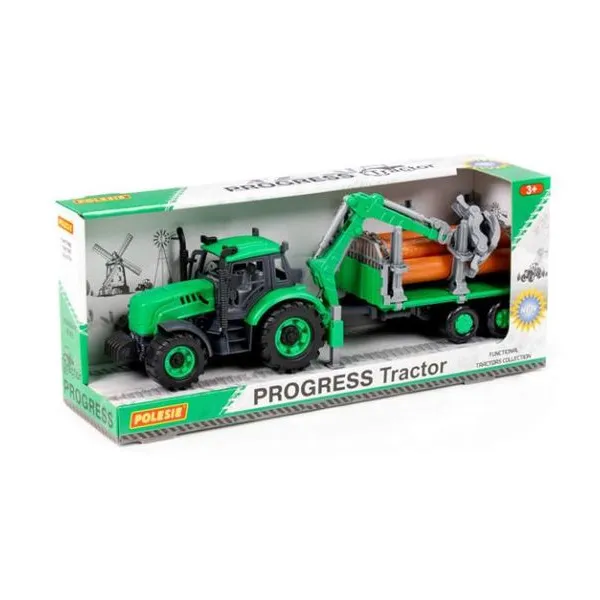 Progress friction powered timber tractor, green (med aprox caja: 40x15 cm)