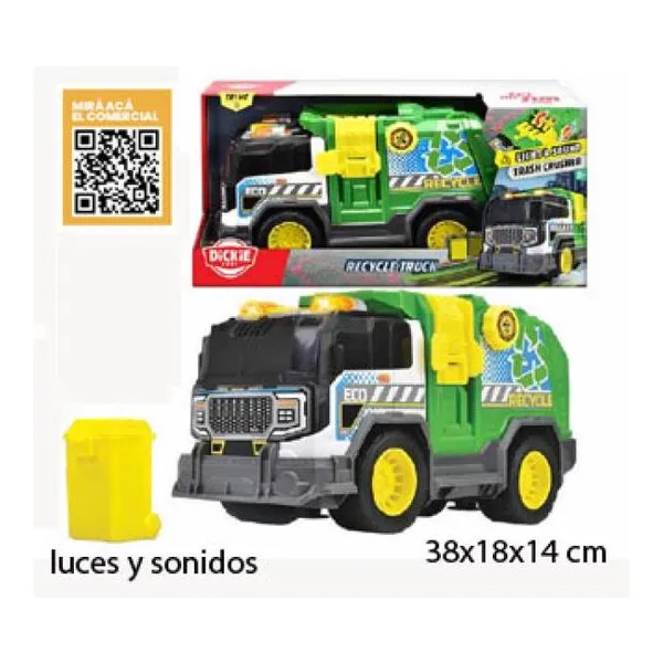 Dickie toys recycle truck - camión de reciclaje de basura grande con funciones y
