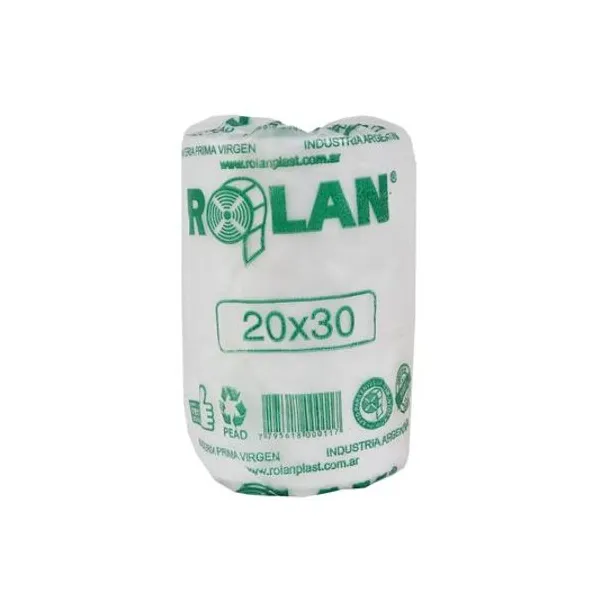 Bolsa arranque 20x30 cm rolan verde calidad 9000 bobina 750 g rolanplast