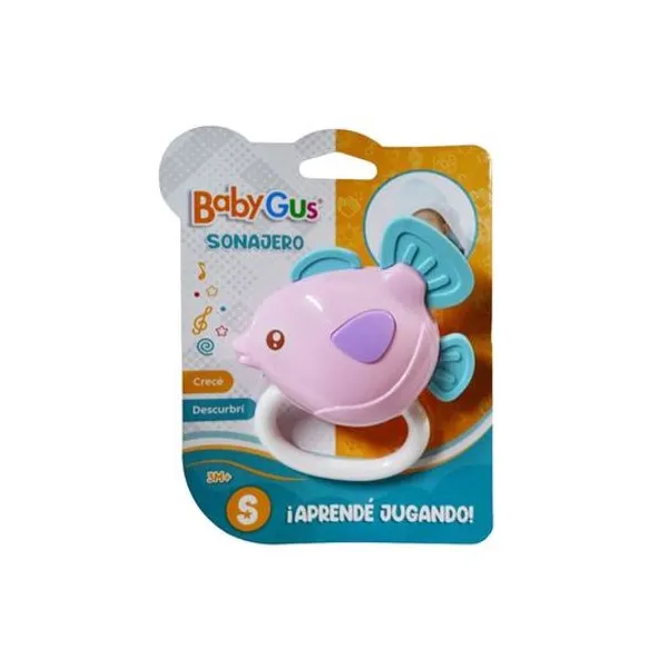 Sonajero pez baby gus 8x10 cm en blister 12x16 cm