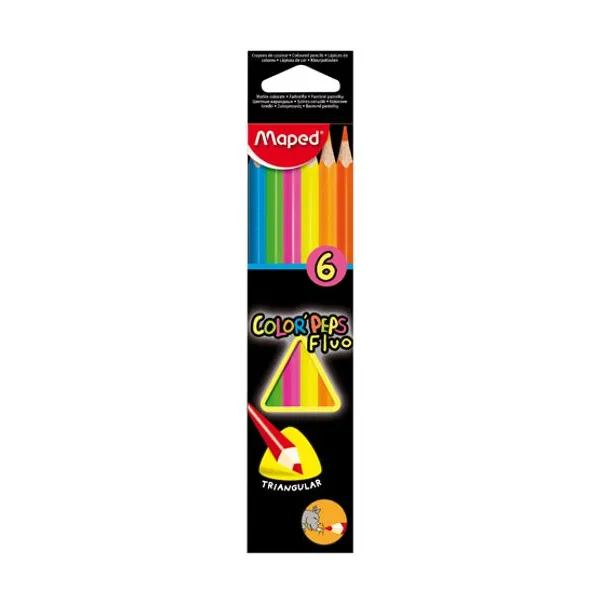 Lápices de colores Maped colorpeps fluo largos x6 unid.