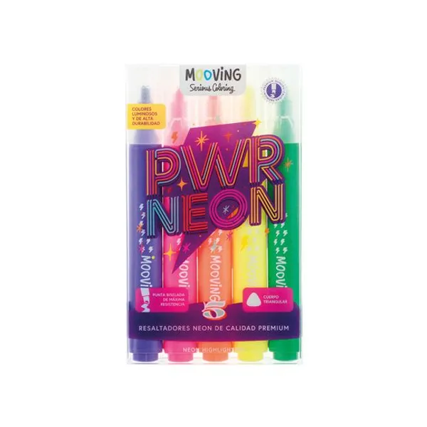 Resaltador Mooving neon est.x 5 unid.